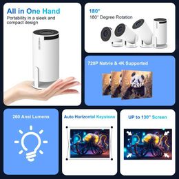 Projectors Transspeed Projector 4K Android 11 HY300 Dual WiFi 6 260ANSI Allwinner H713 BT5.0 1080P 1280 * 720P Cinema Outdoor Portable Projector J0509