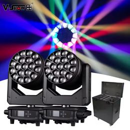 VShow 19x40W 4in1 RGBW 2pcs with flightcase led zoom moving head light big bee eye