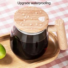 Mugs Coffee Stirring Cup Electric Self-stirring Wooden Handle Mug High-speed Automatic One-key Start Lid