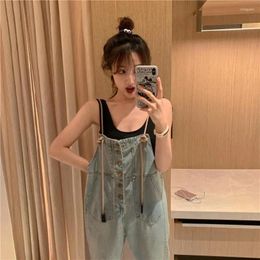 Women's Jeans Woman Pants Denim Suspender Women's Summer Loose Suspenders Pantalones Vaqueros Mujer