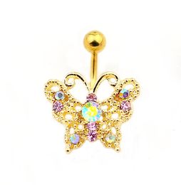 D0685 Mix styles gold Colour nice butterfly style belly ring with piercing body jewlery navel2369573
