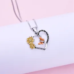 Chains Retro Love Heart Butterfly Design Necklaces For Women Vintage Statement Sunflower Pendants Female Jewelry Necklace Gift
