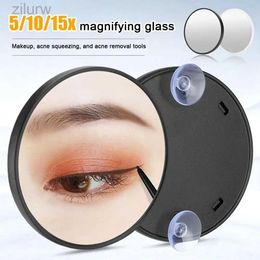 Compact Mirrors 5x/10x/15x magnetic glass makeup mirror circular adsorption bathroom portable makeup eyebrow shape d240510