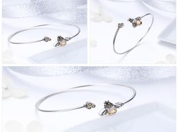 BAMOER 925 Sterling Silver Crystal Bee And Honeycomb Women Silver Bracelets Bangles for Women Sterling Silver Jewellery SCB104 1086 6583168