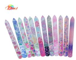 50Pcslot Glass Nail File Durable Crystal new flower pattern Manicure Files Tool9613248