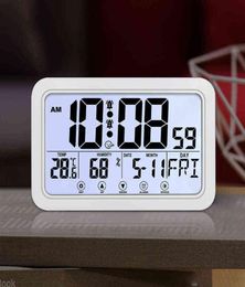 Large Number Electronic Wall Clock Temperature Humidity Display Snooze Alarm Clock HangingDesktop Digital Clock Battery Powered H4924358