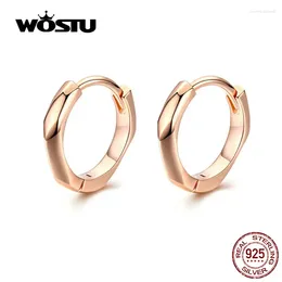 Hoop Earrings WOSTU Rose Gold 925 Sterling Silver Small For Women Wedding Original Jewelry CTE119