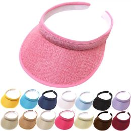 1 st sommarsol hatt vikbar bärbar bred brim visir hatt multifunktion strandhattar halm cap uv skyddad solkap för kvinnor
