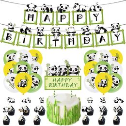 Party Decoration Layout Props Scene Cute Wind Balloon Hanging Cake Flag Panda Theme Birthday Set Type Shape Style