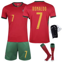 Soccer Sets/Tracksuits Mens Tracksuits 2425 Cup Portugal Home Football Kit No. 7 C Ronaldo jersey No. 8 B Fee jersey childrens set