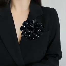 Brooches Floral Brooch Clothes Pin Elegant Flower Shape Rhinestone With Faux Pearl For Women's Clothing Accessories Bag