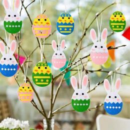 Decorative Figurines 24Pcs Mixed Color Easter Felt Hanging Pendant Home DIY Eggs Ornament Party Decor Tree Decoration