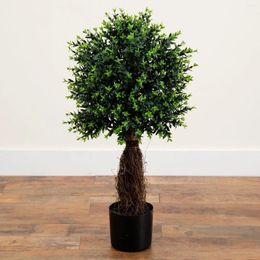 Decorative Flowers US 35 Inch Ixora Topiary Artificial Tree UV (Indoor/Outdoor) Home Decoration.