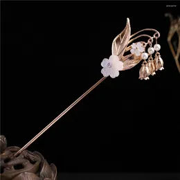 Hair Clips Accessories Chinese Hanfu Ancient Style Butterfly Tassel Bridal Fork Hairpin Flower Sticks Pearl