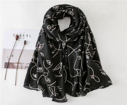 Scarves 2021 Head Scarf Women Winter Allmatch Black Cotton Linen Long Shawl Soft Chiffon Hijab Blanket Poncho6991165