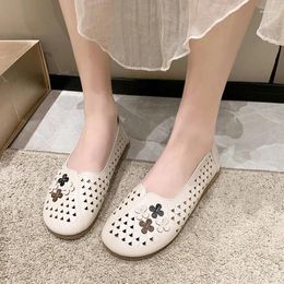 Casual Shoes For Women 2024 Hollow Out Women's Flat Woman Round Toe Shallow Cut Loafers Breathable Lightweight