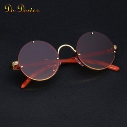 Vintage Round Punk Sunglasses Men Fashion Steampunk Sun Glasses For Women With A Box Rimless Sunglass Zonnebril UV400 265B