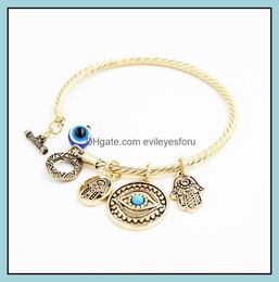 Charm Bracelets Symbol Evil Eye Charm Bracelets For Women Girls Turkish Lucky Blue Eyes Fatima Hand Bracelet Fashion Bangle Jewelr9752467
