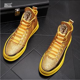 New designer sequined loafers fashion golden sneakers lace-up loafers men's ankle boots platform soled daily luxury Boots A2