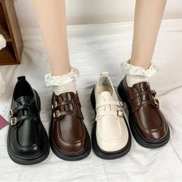Casual Shoes 2024 Spring And Autumn Women's Fashion Round Toe Thick Sole Anti Slip Splicing Buckle Deep Mouth Flat