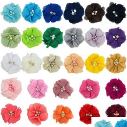 Other 140Pcs 2 Cute Tiny Chiffon Flowers With Pearl Kids Girls Alligator Hair Clips Diy Craft Headbands Accessories Mh22 240106 Drop Dhd7S