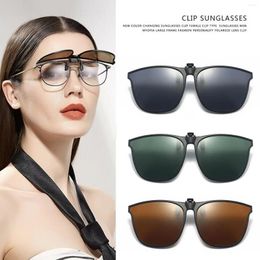 Sunglasses Frames Polarised Flip-up Clips For Myopia Glasses Retro Big Size Square TAC Material Clip-on Sunglass Clip Q4U8