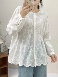 Women's Blouses Bohemian Women Blouse Fashion White Shirts Vintage Tops Japan Style Long Sleeve With Embroider Cotton Blusas