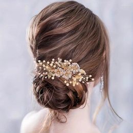 Hair Clips Trendy Flower Rhinestone Comb Leaf Pearl Headband For Women Party Prom Bridal Wedding Accessories Jewelry Tiara