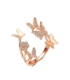 Cluster Rings Lovely Ladies Butterfly Ring Rose Gold Colour Open For Women With Top Quality Cubic Zirconia Stone Jewellery Gifts3830396