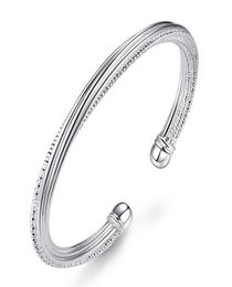 Fashion Newest 925 Sterling Silver Plated Bracelet for Women Jewelry Line Designer Open Bangle Bracelets Whole2103532