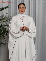 Ethnic Clothing Oversized Abayas With Belt Djellaba Muslim Dress Dubai Full Length Abaya Turkey Robe Fashion Line