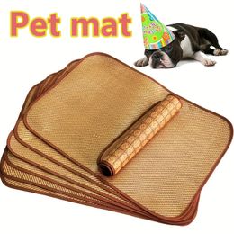 Pet dog mat kennel cooling matPet Floor MatSummer mat Cat Dog Sleeping Mat Rattan mat 240510