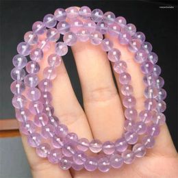Link Bracelets 6MM Natural Lavender Amethyst Triple Circle Bracelet Fashion Personalised Men Women Holiday Gifts 1PCS