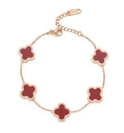 Charm Bracelets Four Leaf Clover Bracelet Fashion Jewellery For Women Men Teen Girls Plated 18K Rose Gold Adjustable Cute Lucky Chri9438488