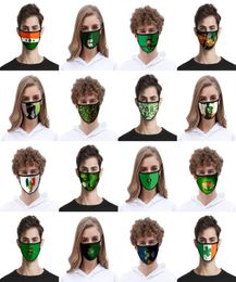 DHL Irish Green Shamrock Masks Dustproof Washable Mouth Cover Outdoor Sports Fashion Face Mask Adult Kids Party Favour Kim7227647