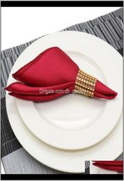 Napkin Textiles Garden Drop Delivery 2021 50PcsLot 30Cm Napkins Satin Fabric Square Handkerchief For Birthday Wedding Party Hom3217796