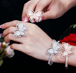 Bangles for Bride for Wedding Party 18K Rose White Gold Plated Full CZ Butterfly Bracelet Bangles for Girls Women Nice Gift9966290