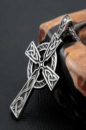 Chains Vintage Celtics Knot Cross Pendant Necklace For Men Stainless Steel Nordic Viking Ancient Talisman Jewelry Gift9249145