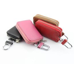 TIOODRE Leather Car Key Wallets Fashion Key Holder Housekeeper Zipper Case Bag Unisex Solid Wallet Organizer6722483