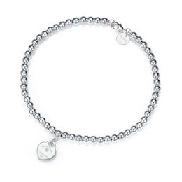 4mm Beads Luxury Brand Classic Designer Bracelet for Women Girls Love white diamond zircon Heart S925 Silver Bracelets Jewellery Gift