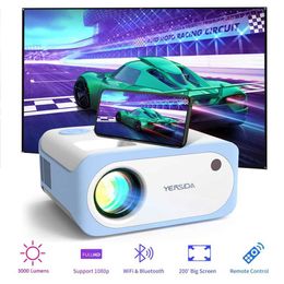Projectors YERSIDA Mini Projector P2 portable smart home native 1280x720P high-definition support for 4K smartphone projects with WIFI Bluetooth LCD J240509