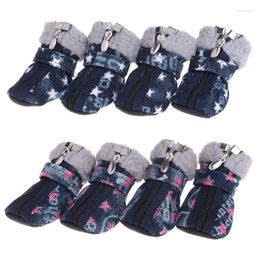 Dog Apparel Let's Pet Shoes Dogs Puppy Boots Denim Warm Snow Winter Lovely Anti Slip Zipper Casual