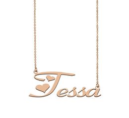 Tessa Name Necklace Custom Nameplate Pendant for Women Girls Birthday Gift Kids Friends Jewellery 18k Gold Plated Stainless Ste1764128