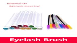 Makeup Brush Eyelash Extender Disposable Eyebrow Brush Transparent Tube Design Charming Diamond Bottom Mascara Stick Applicator4132313