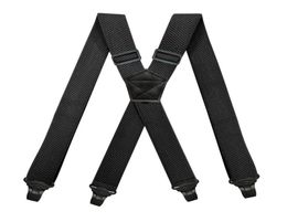 Heavy Duty Work Suspenders for Men 38cm Wide XBack with 4 Plastic Gripper Clasps Adjustable Elastic Trouser Pants BracesBlack 22058513080