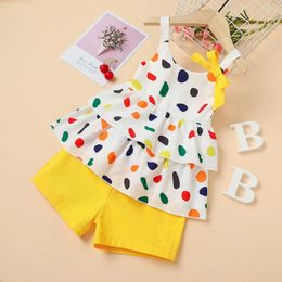 Clothing Sets Toddler Kids Baby Girls Polka Dot Ruffle Strap T Shirt Tops Shorts Outfits Set Girl Clothes 4t