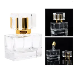 Storage Bottles Portable Transparent Cosmetics Fragrance Bottle 30ml Square Empty Clear Glass Perfume Sprayer