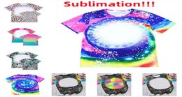 Leopard Print Sublimation Bleached Shirts Heat Transfer Blank Bleach Shirt Bleached Polyester TShirts US Men Women Party Supplies5764232