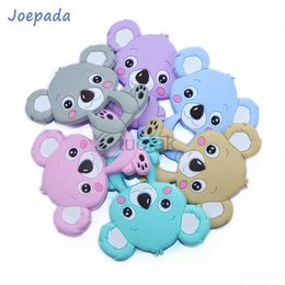 Teethers Toys Joepada 1 piece silicone teeth food grade stick cartoon animal koala teeth DIY baby teeth necklace baby shower gift toy d240509