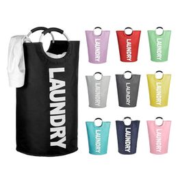 90L Large Foldable Laundry Basket Dirty Clothes Alloy Handle Waterproof Durable Easy Carry School Home Clothe Storage Bag 240510